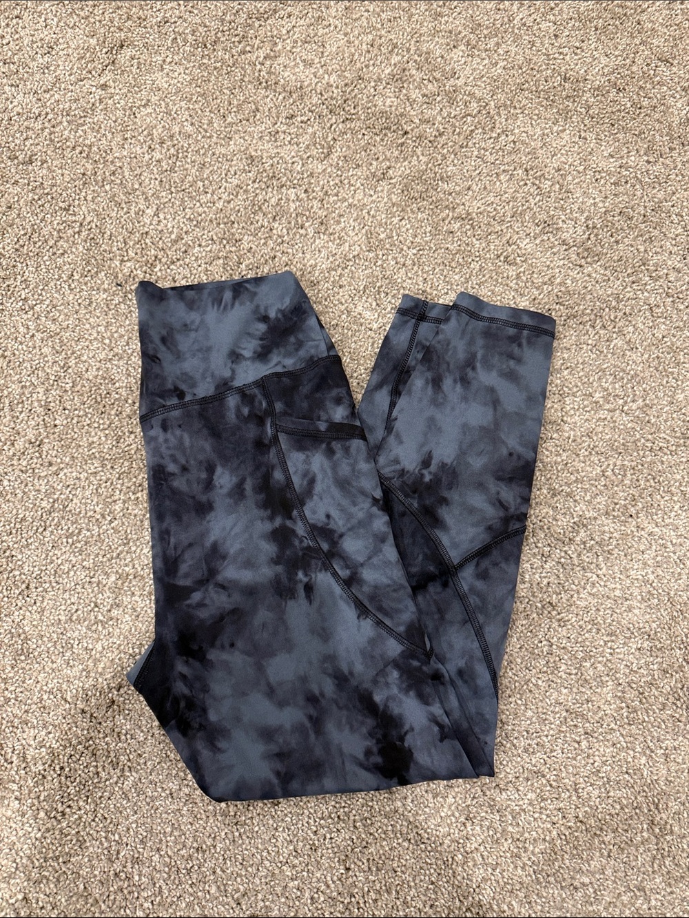 Blue/Black Tie-Dye 3/4Pocket Leggings